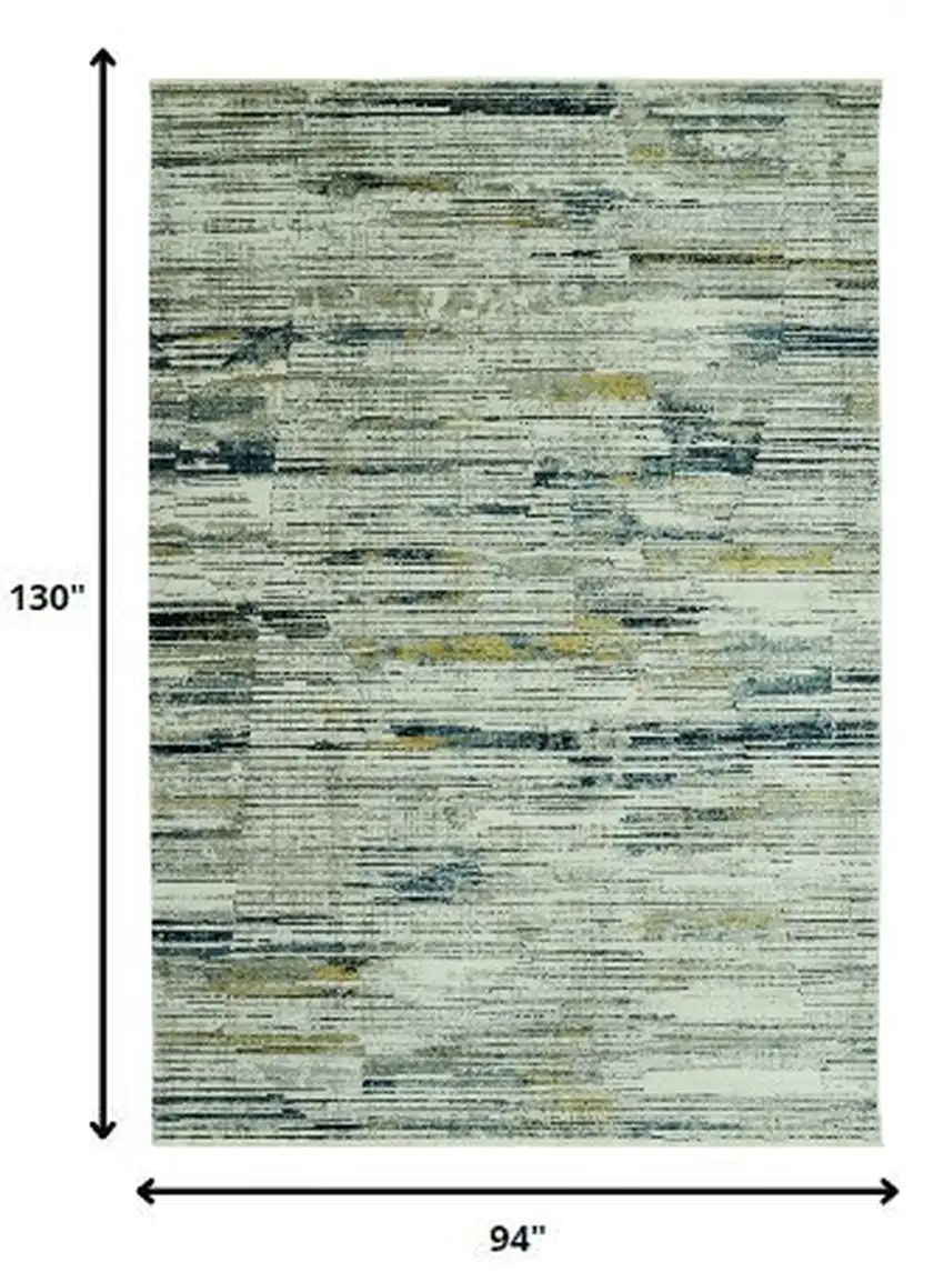 Ivory and Blue Abstract Area Rug Photo 5