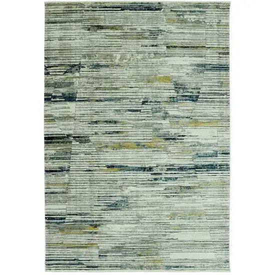 Ivory and Blue Abstract Area Rug Photo 2