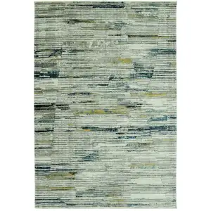 Photo of Blue Ivory Abstract Striped Area Rug