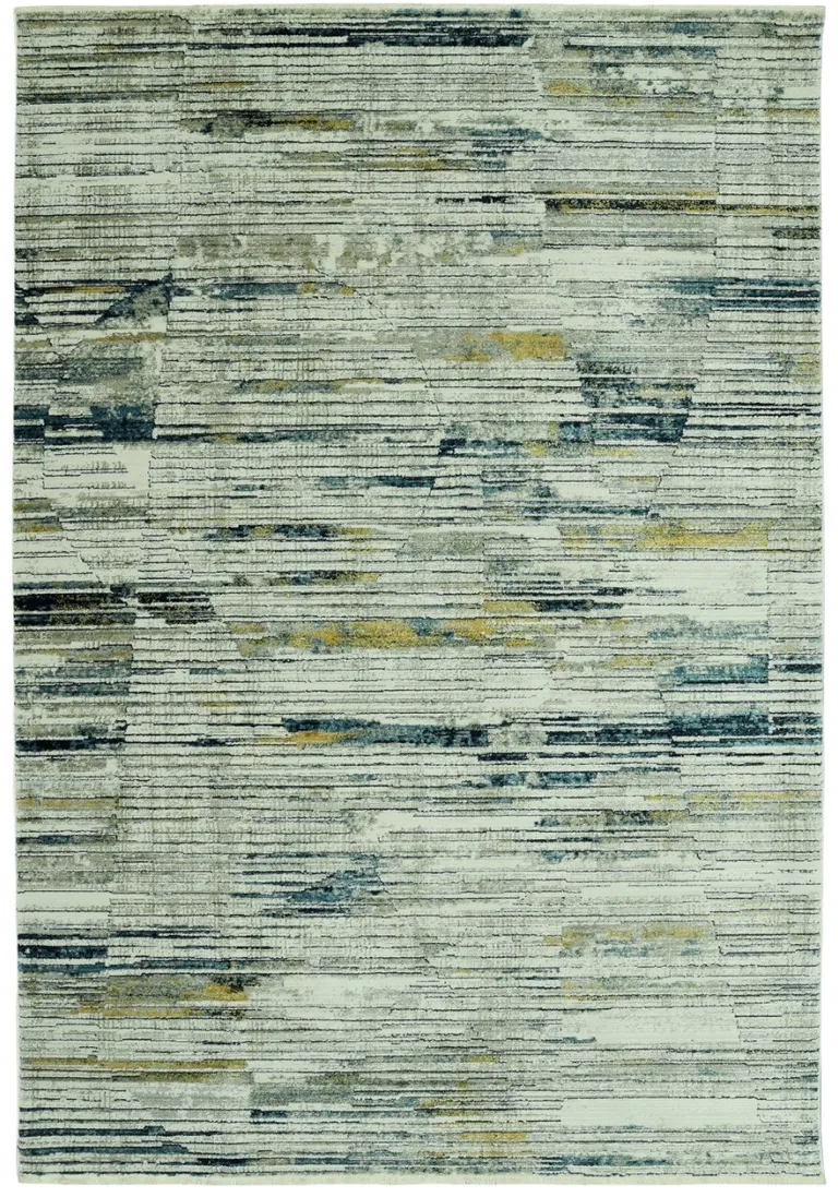 Blue Ivory Abstract Striped Area Rug Photo 1