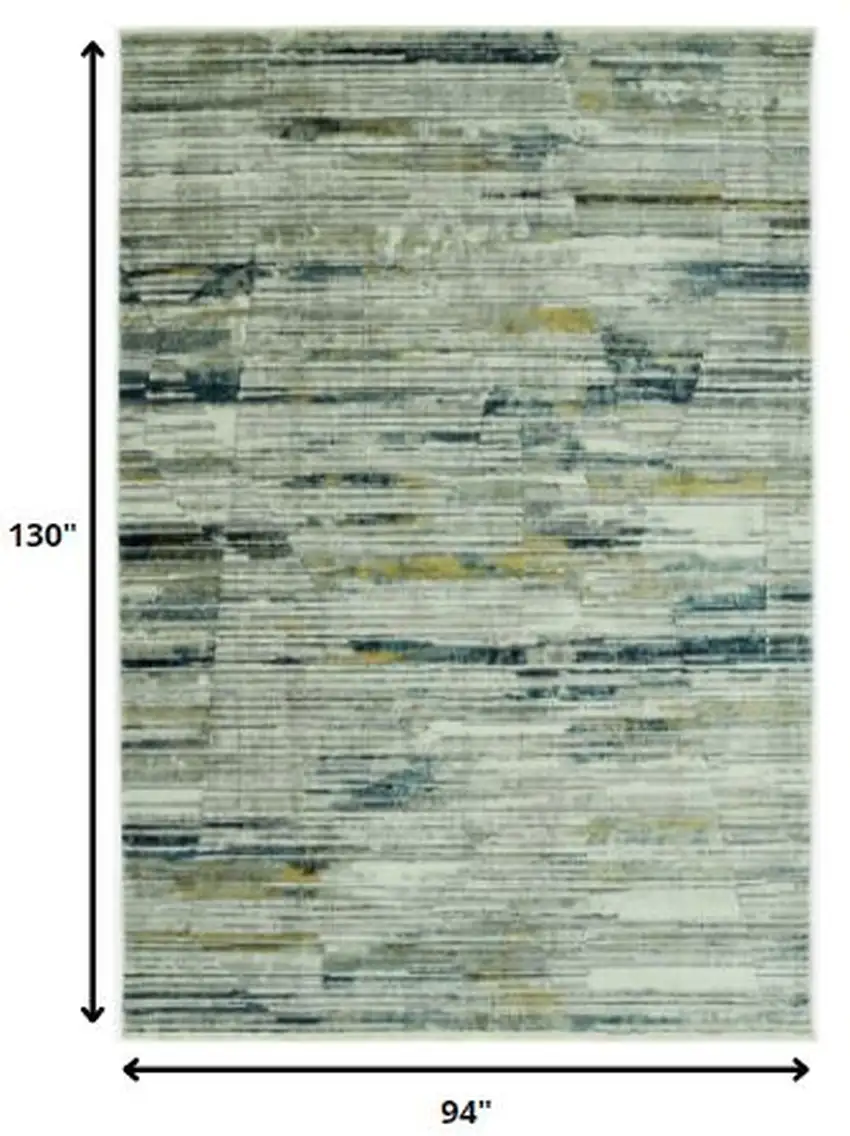 Blue Ivory Abstract Striped Area Rug Photo 4