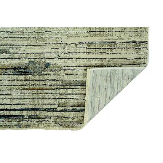 8' Ivory And Blue Abstract Runner Rug Photo 4