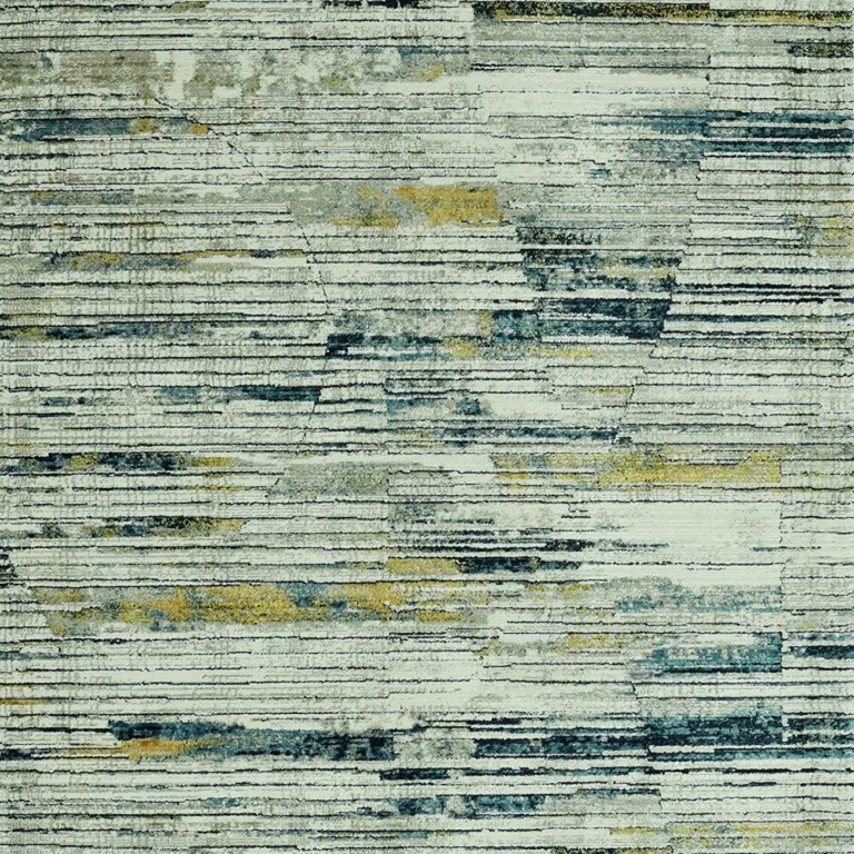 Blue Ivory Abstract Striped Runner Rug Photo 2