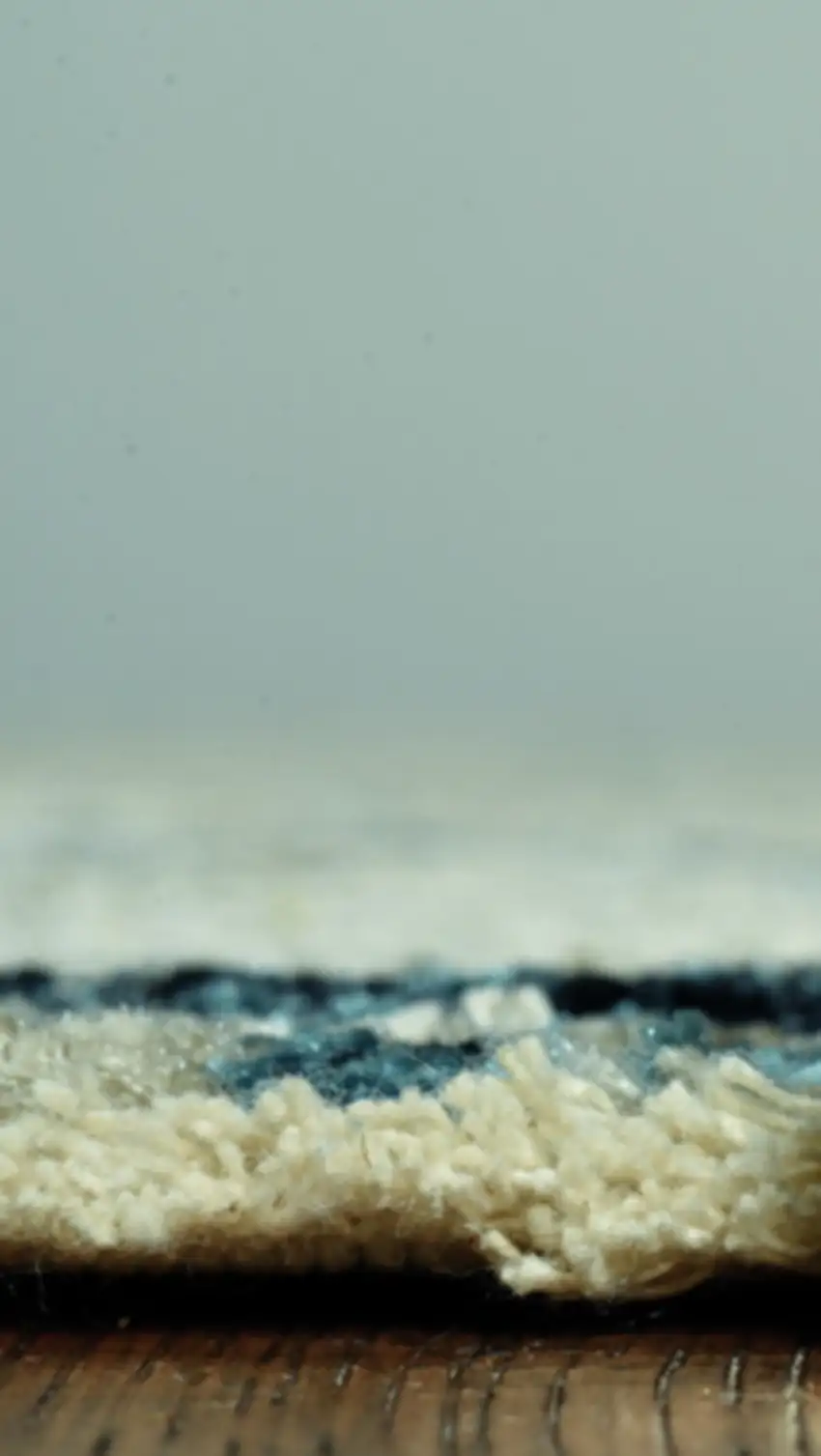 Blue Ivory Abstract Striped Runner Rug Photo 5