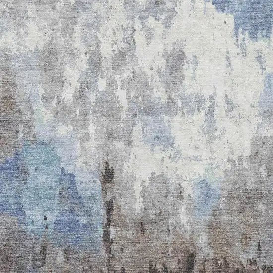 Blue Ivory And Beige Abstract Washable Indoor Outdoor Area Rug Photo 6
