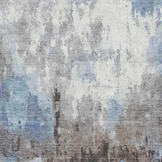 Blue Ivory And Beige Abstract Washable Indoor Outdoor Area Rug Photo 6