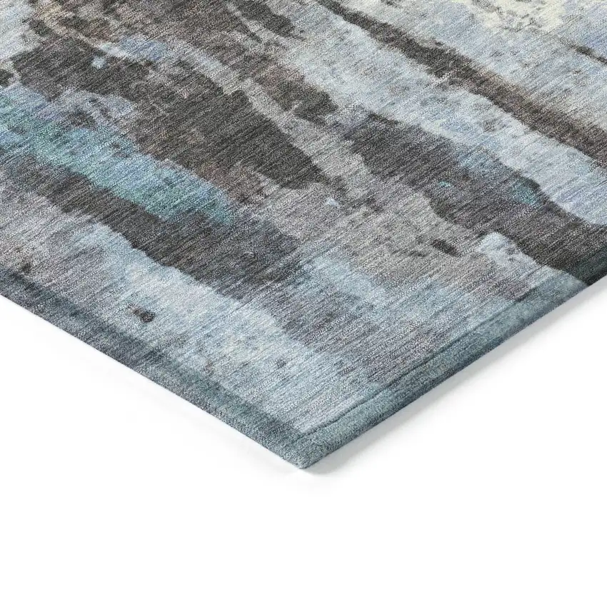 Blue Ivory And Beige Abstract Washable Indoor Outdoor Area Rug Photo 6