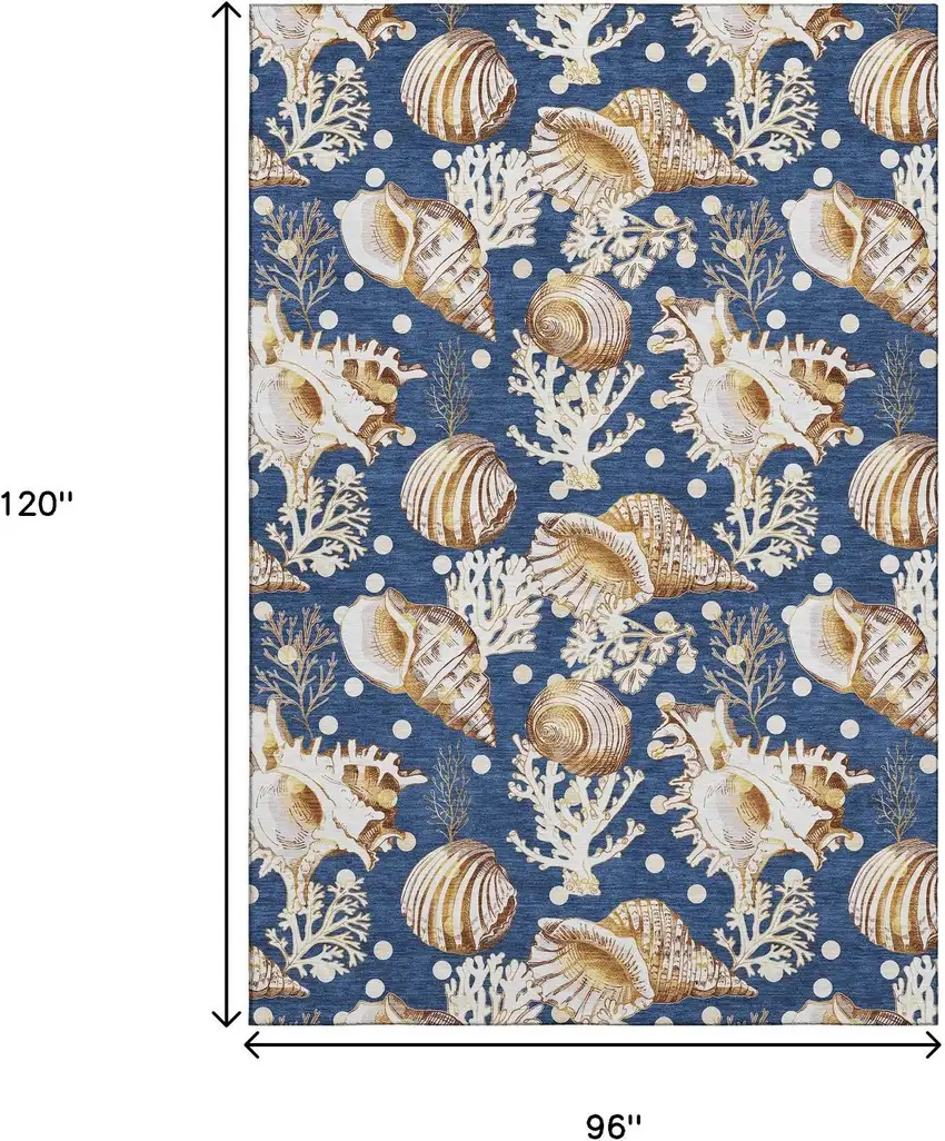 Blue Ivory And Beige Geometric Washable Area Rug With UV Protection Photo 3