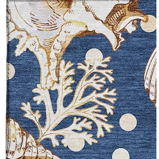 Blue Ivory And Beige Geometric Washable Area Rug With UV Protection Photo 3