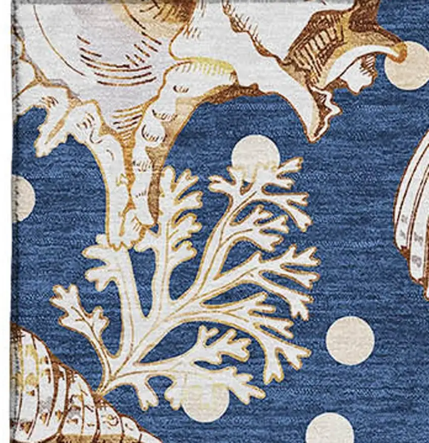 Blue Ivory And Beige Geometric Washable Area Rug With UV Protection Photo 3