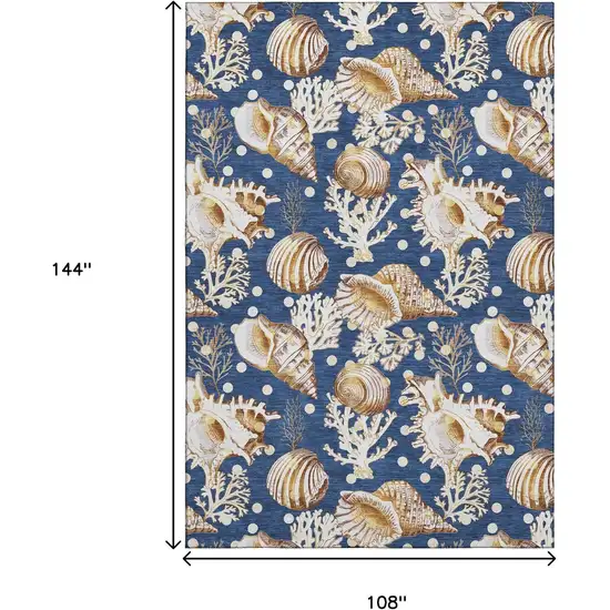 Blue Ivory And Beige Geometric Washable Area Rug With UV Protection Photo 3