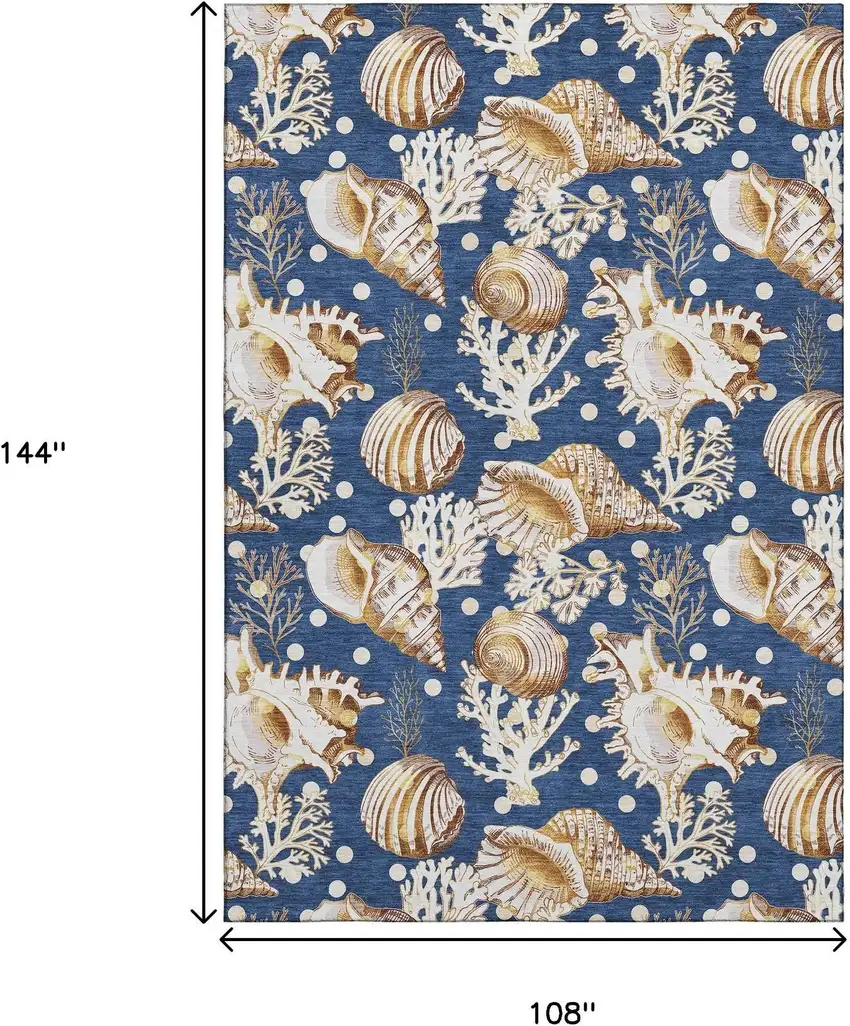 Blue Ivory And Beige Geometric Washable Area Rug With UV Protection Photo 3