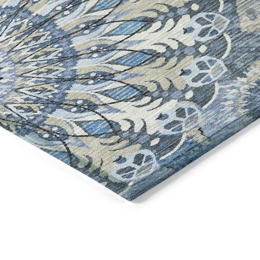 Blue Ivory And Beige Paisley Washable Indoor Outdoor Area Rug Photo 5