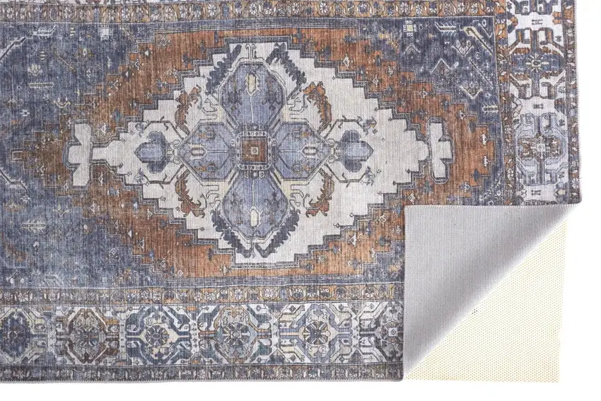 Blue Ivory And Brown Floral Area Rug Photo 1