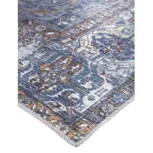 Photo of Blue Ivory And Brown Floral Area Rug