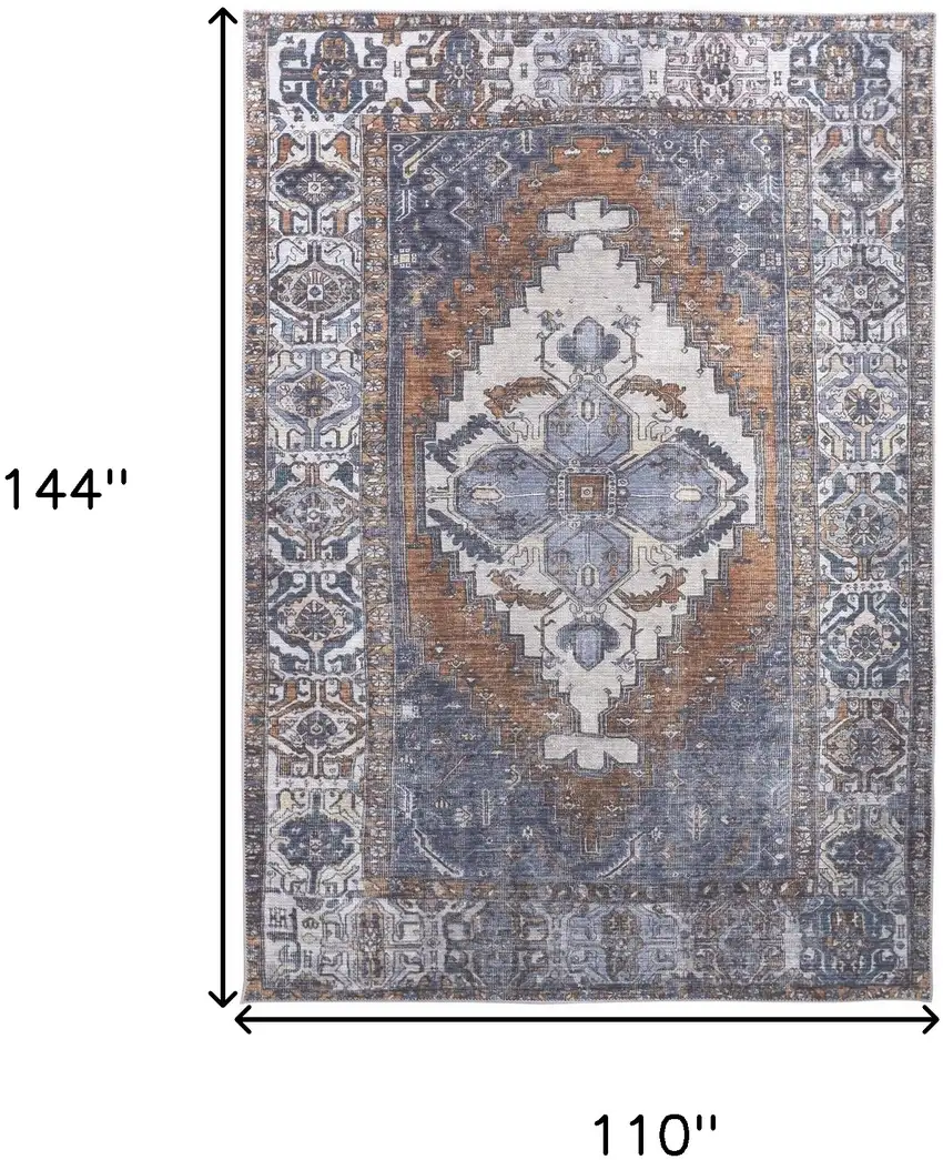 Blue Ivory And Brown Floral Area Rug Photo 3