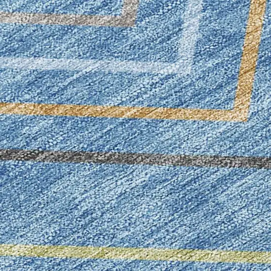 Blue Ivory And Brown Striped Washable Indoor Outdoor Area Rug Photo 2