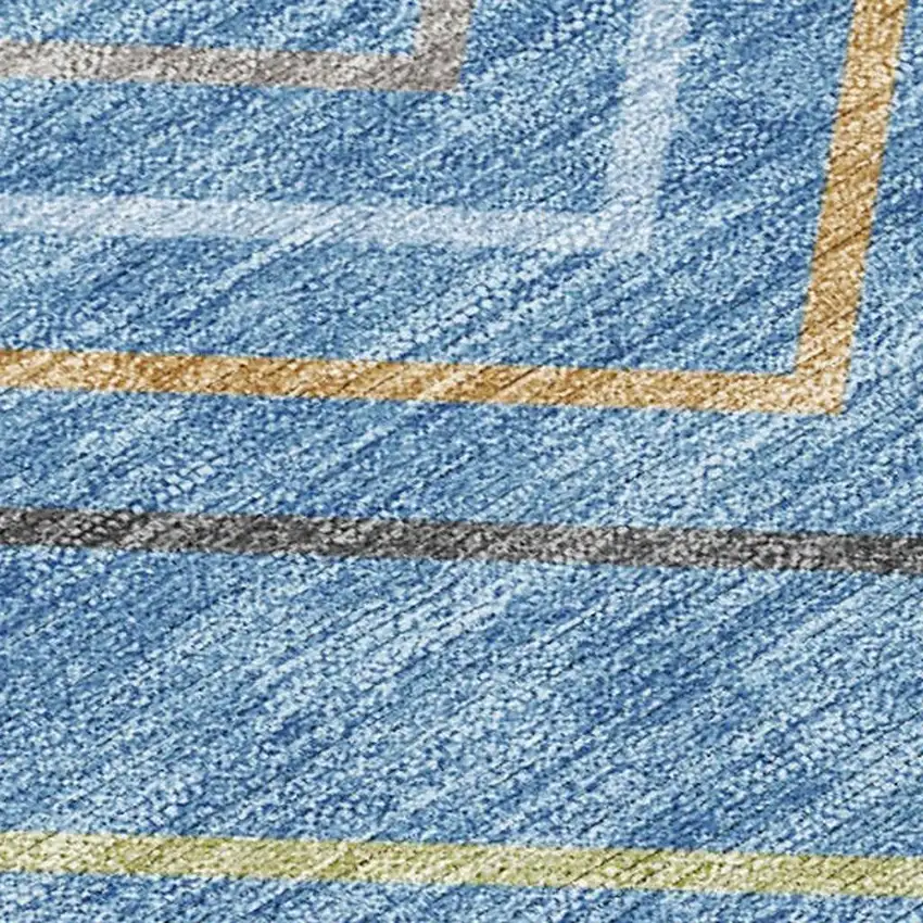 Blue Ivory And Brown Striped Washable Indoor Outdoor Area Rug Photo 2