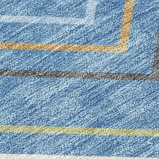 Blue Ivory And Brown Striped Washable Indoor Outdoor Area Rug Photo 2