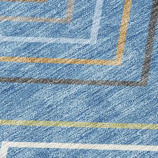 Blue Ivory And Brown Striped Washable Indoor Outdoor Area Rug Photo 3