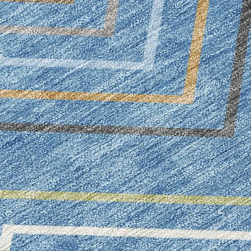 Blue Ivory And Brown Striped Washable Indoor Outdoor Area Rug Photo 3