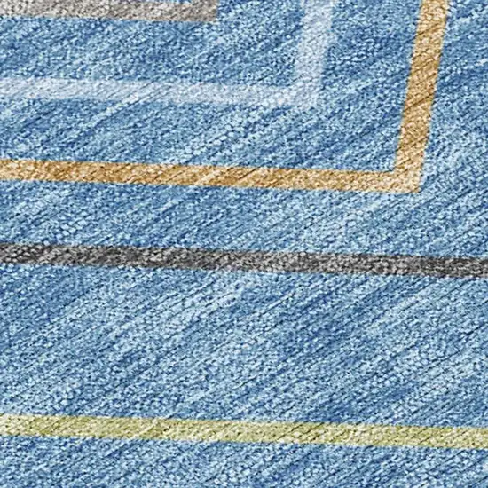 Blue Ivory And Brown Striped Washable Indoor Outdoor Area Rug Photo 2