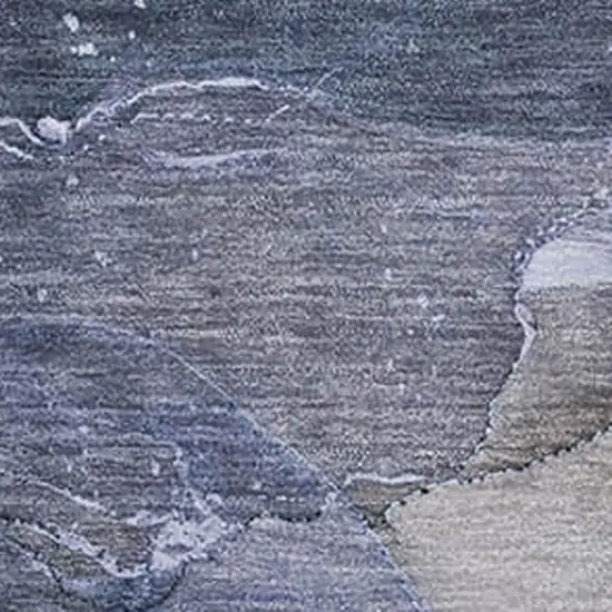 Blue Ivory And Charcoal Abstract Washable Area Rug With UV Protection Photo 3