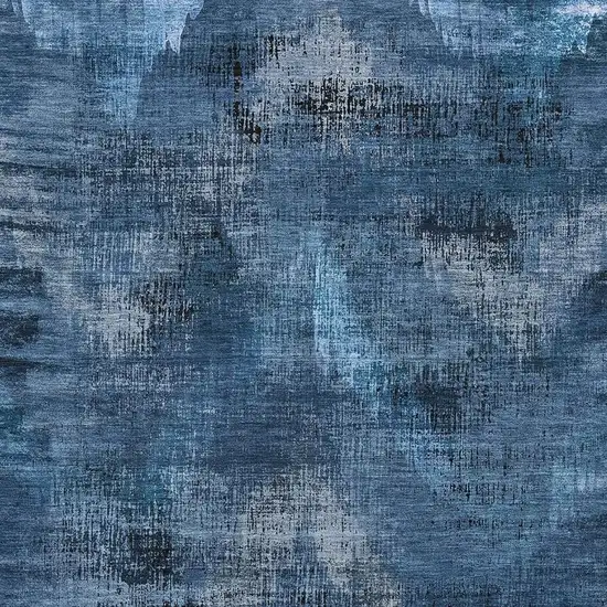 Blue Ivory And Charcoal Abstract Washable Area Rug With UV Protection Photo 3