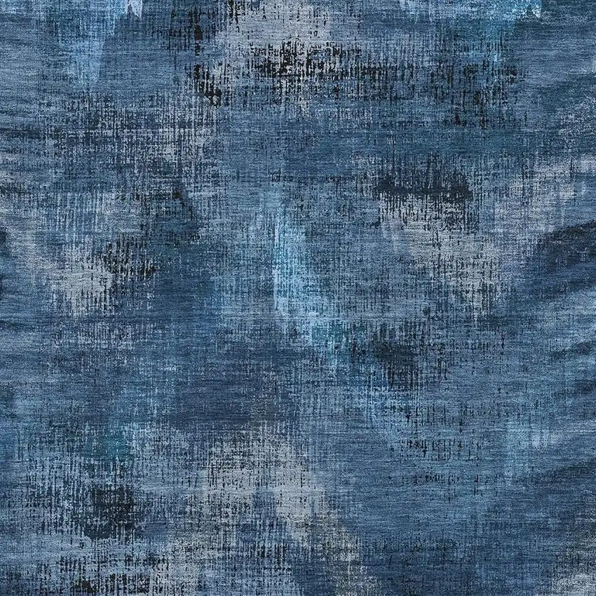 Blue Ivory And Charcoal Abstract Washable Area Rug With UV Protection Photo 3