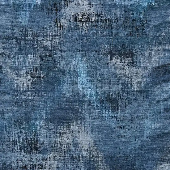 Blue Ivory And Charcoal Abstract Washable Area Rug With UV Protection Photo 3