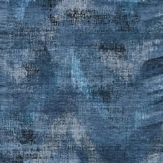 Blue Ivory And Charcoal Abstract Washable Area Rug With UV Protection Photo 3