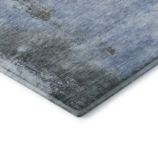 Blue Ivory And Charcoal Abstract Washable Area Rug With UV Protection Photo 7