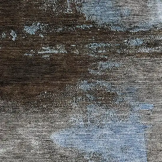 Blue Ivory And Charcoal Abstract Washable Area Rug With UV Protection Photo 2