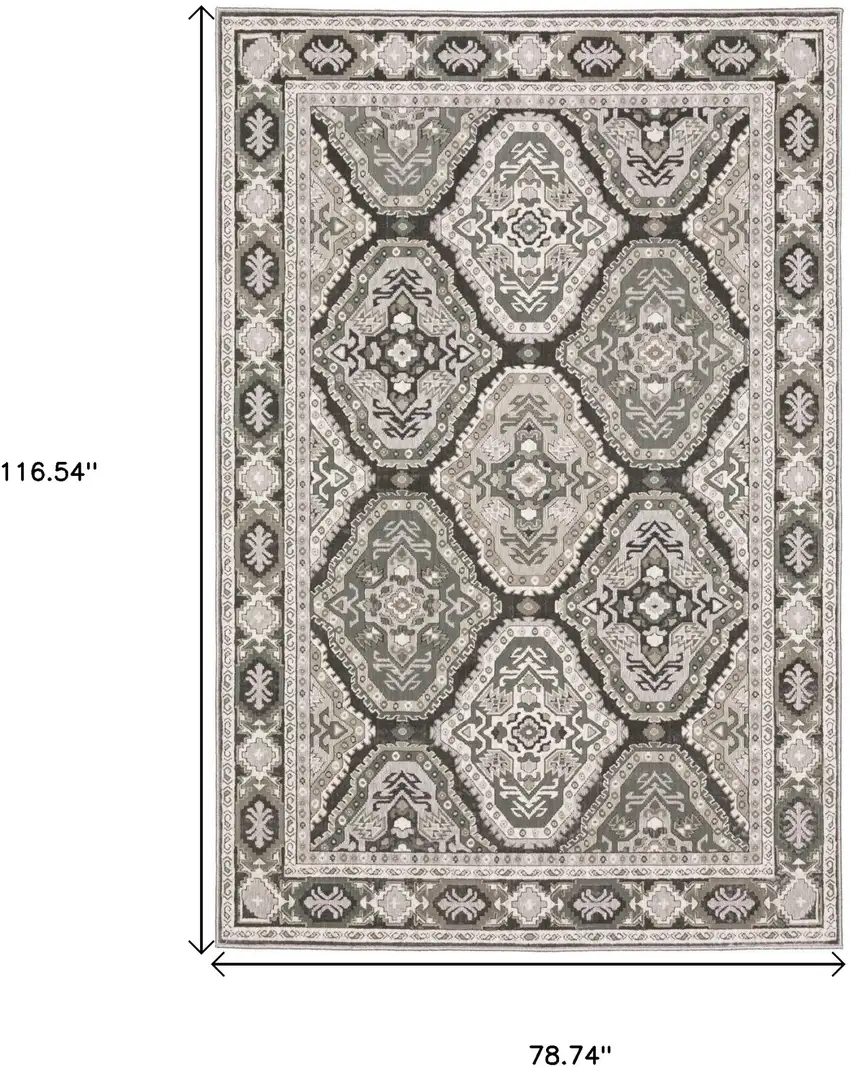 Blue Ivory And Charcoal Medallion Area Rug Photo 3