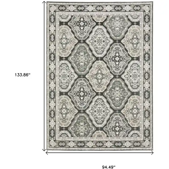Blue Ivory And Charcoal Medallion Area Rug Photo 3