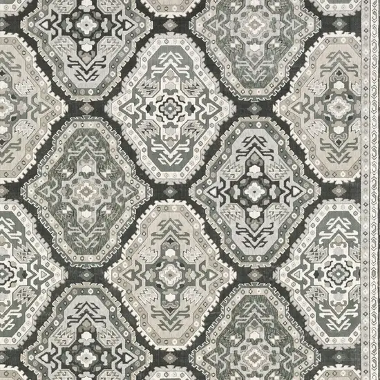 Blue Ivory And Charcoal Medallion Area Rug Photo 8