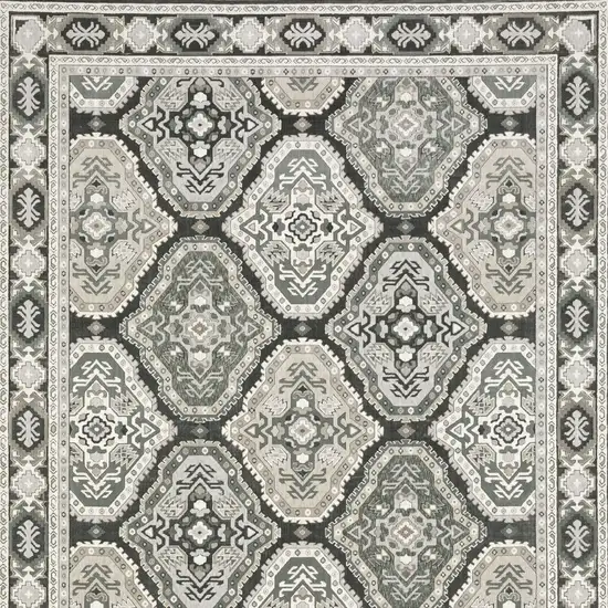 Blue Ivory And Charcoal Medallion Area Rug Photo 9