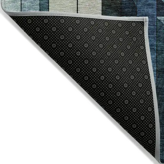 Blue Ivory And Copper Geometric Washable Indoor Outdoor Area Rug Photo 3