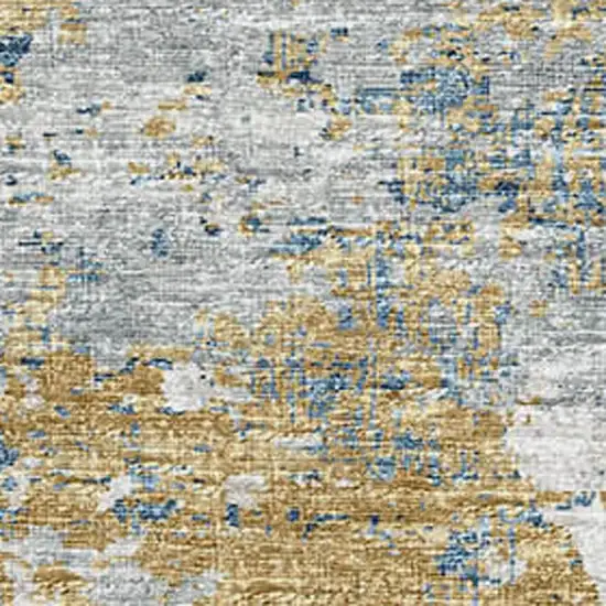 Blue Ivory And Gold Abstract Washable Area Rug With UV Protection Photo 4