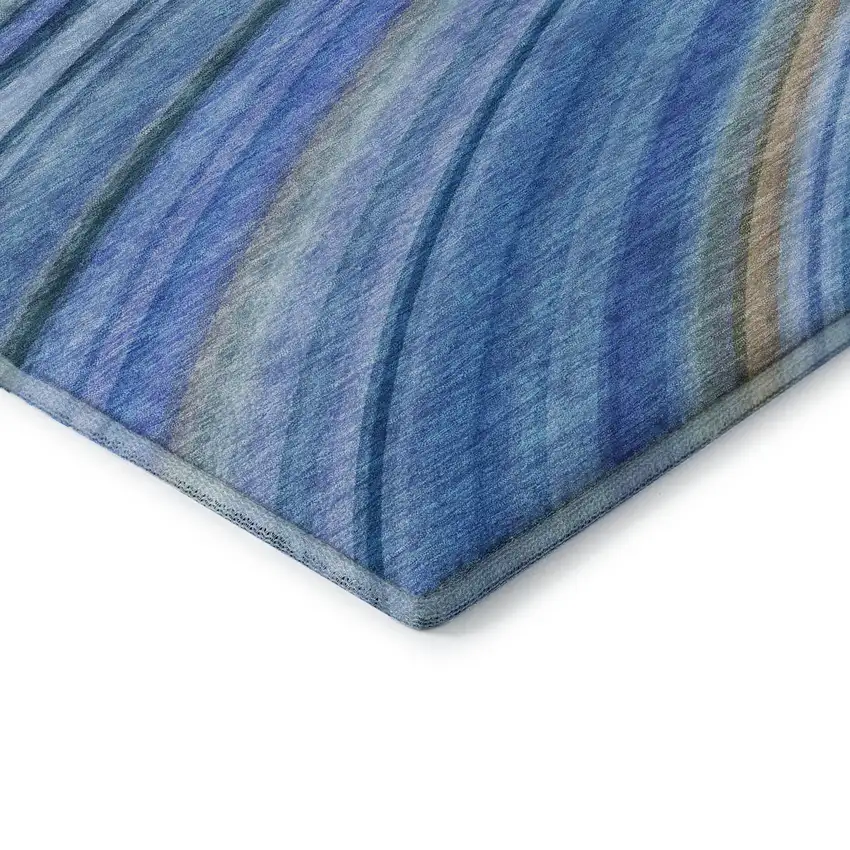 Blue Ivory And Gold Abstract Washable Area Rug With UV Protection Photo 9