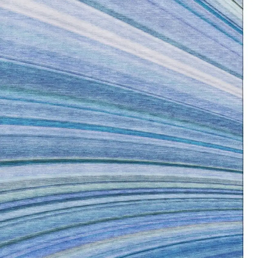 Blue Ivory And Gold Abstract Washable Area Rug With UV Protection Photo 3