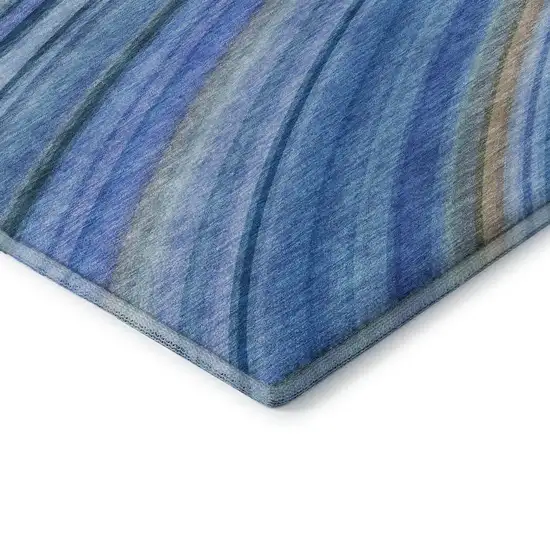 Blue Ivory And Gold Abstract Washable Area Rug With UV Protection Photo 9