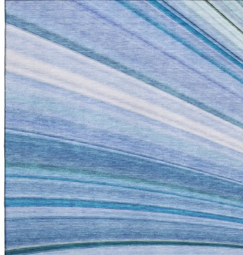 Blue Ivory And Gold Abstract Washable Area Rug With UV Protection Photo 3