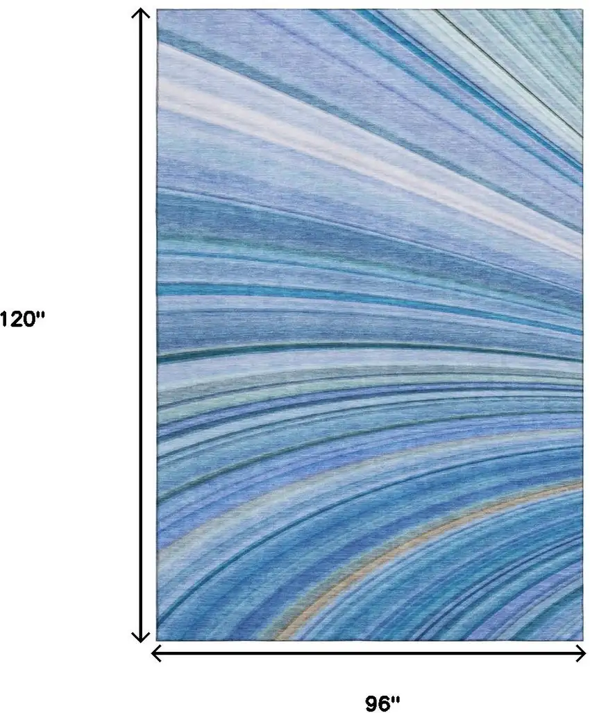 Blue Ivory And Gold Abstract Washable Area Rug With UV Protection Photo 7