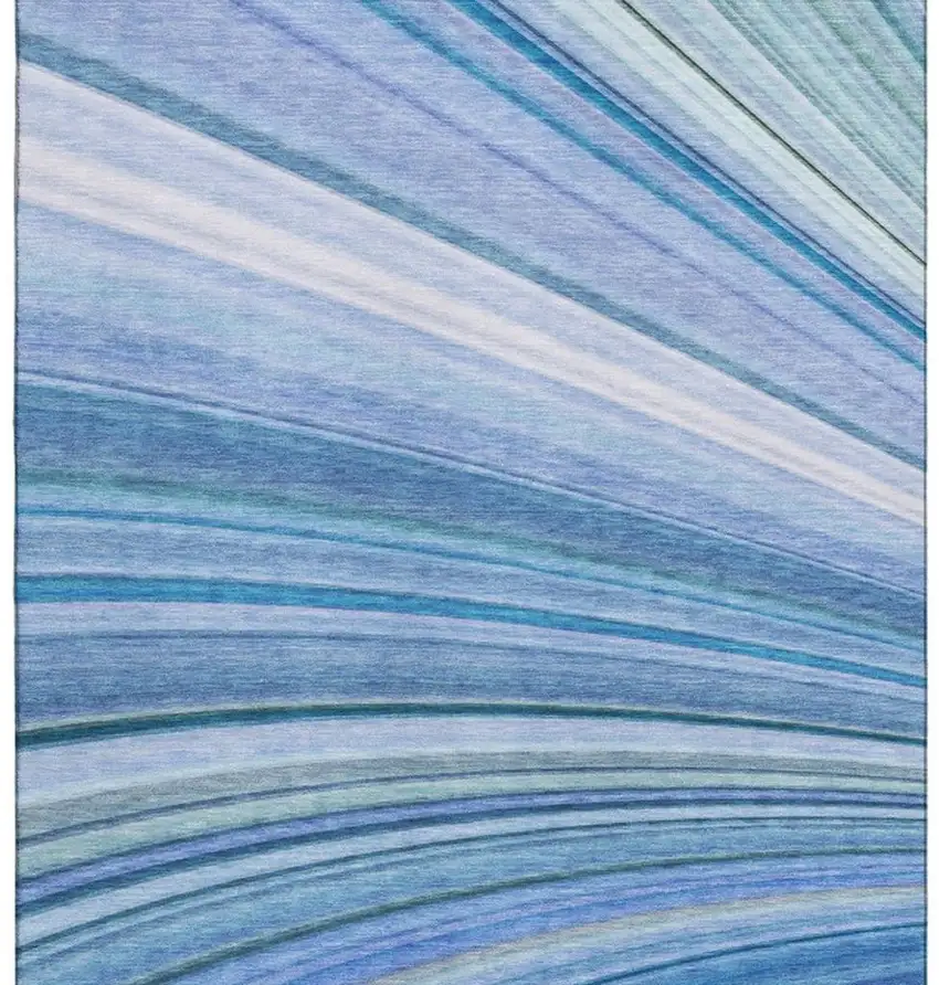 Blue Ivory And Gold Abstract Washable Area Rug With UV Protection Photo 4