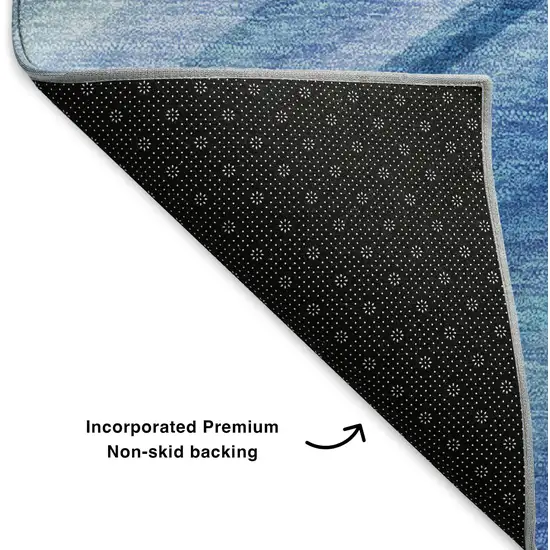 Blue Ivory And Gold Abstract Washable Area Rug With UV Protection Photo 8