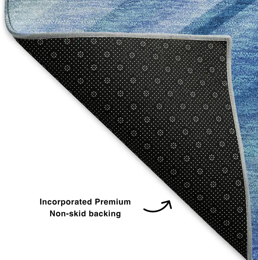 Blue Ivory And Gold Abstract Washable Area Rug With UV Protection Photo 8