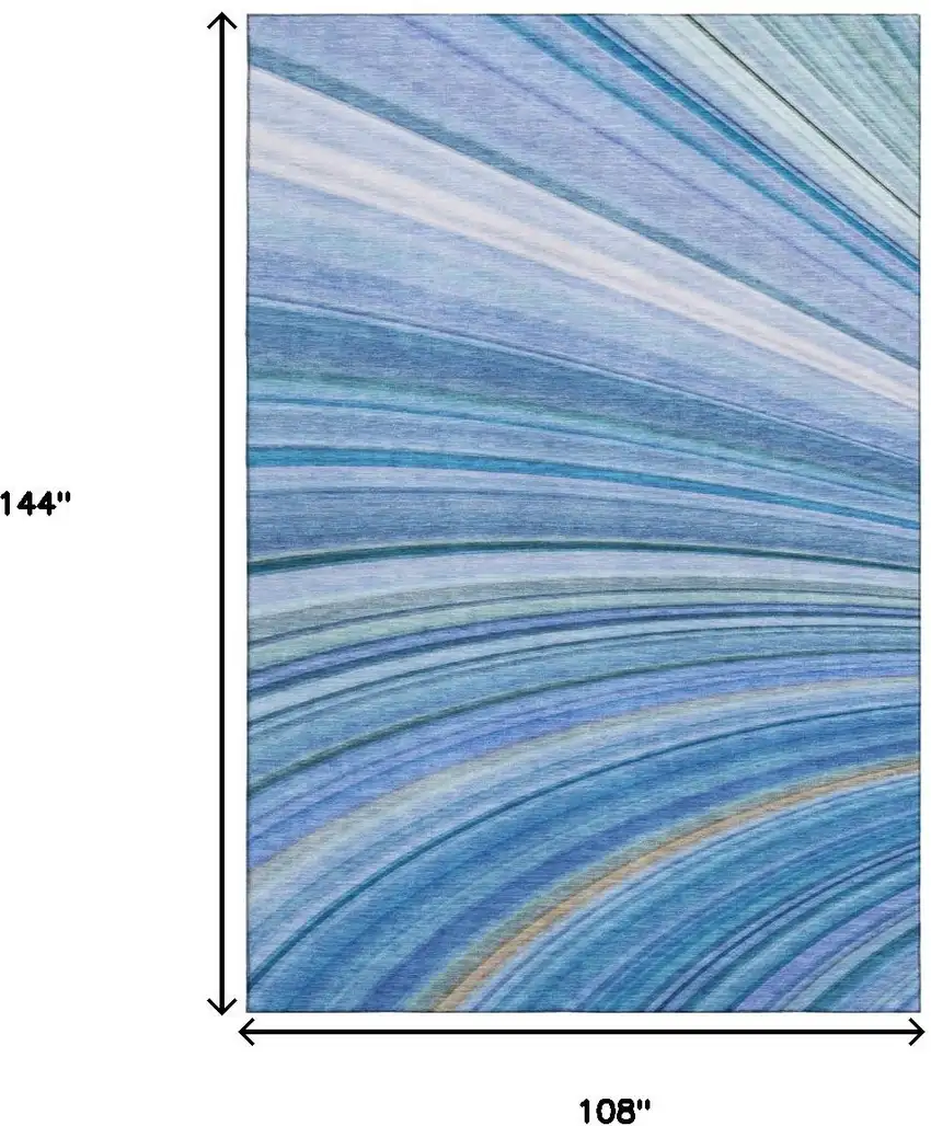 Blue Ivory And Gold Abstract Washable Area Rug With UV Protection Photo 8