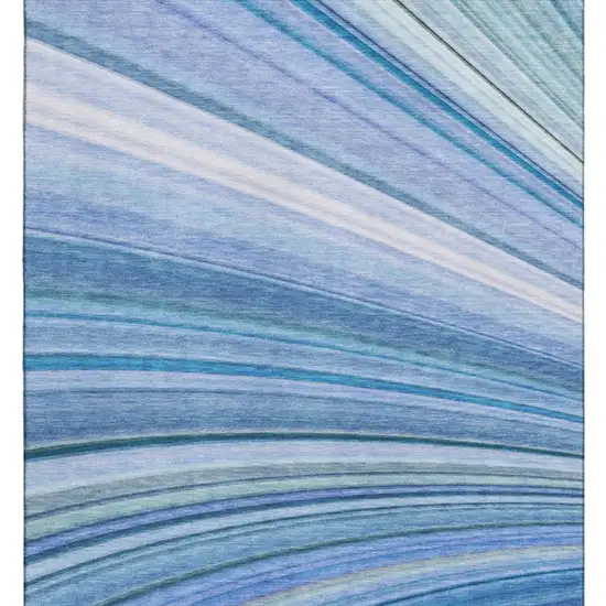 Blue Ivory And Gold Abstract Washable Area Rug With UV Protection Photo 5