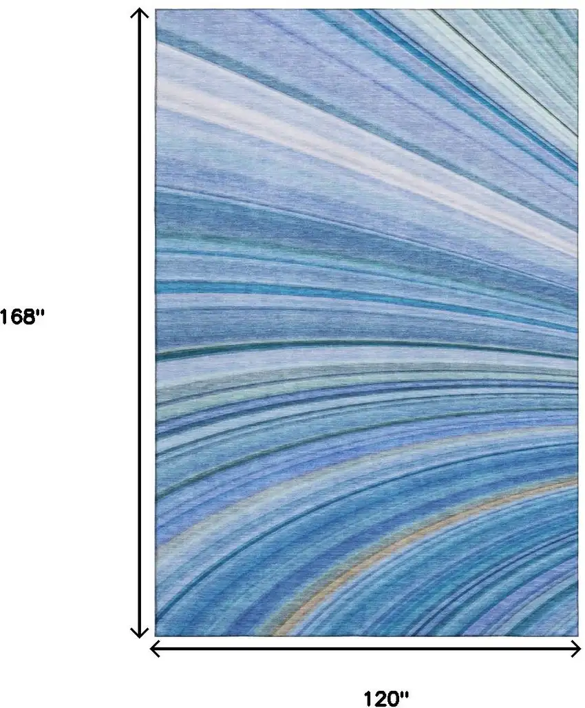 Blue Ivory And Gold Abstract Washable Area Rug With UV Protection Photo 9